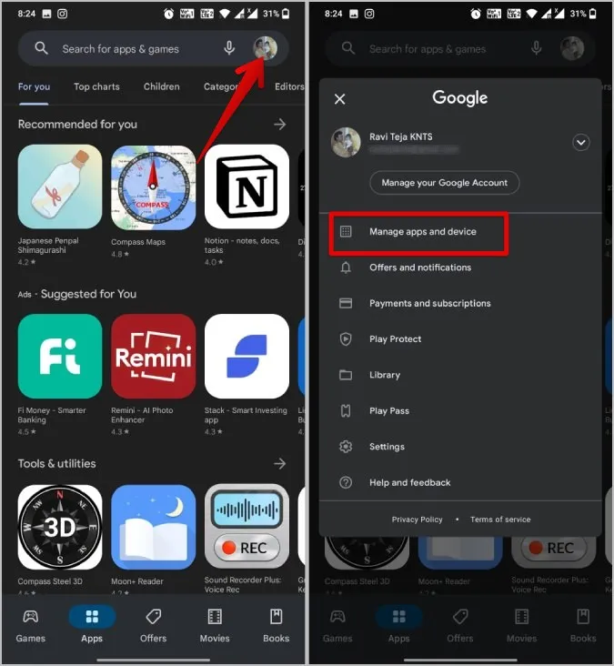 apps en apparaten in de Play Store beheren