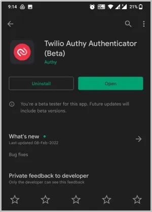 ενημέρωση σε έκδοση beta στο Play Store