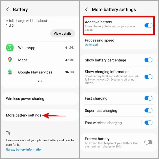 Adaptieve batterij inschakelen op Android