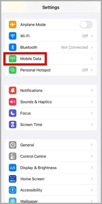 Мобильные данные на iPhone