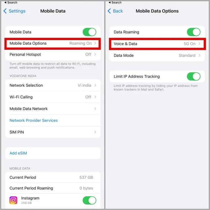Alternativer for mobildata på iPhone