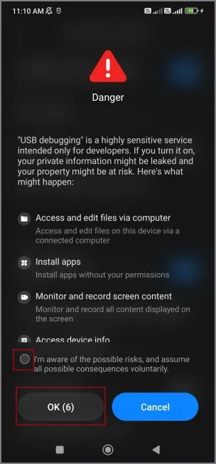 Ativar a depuração USB no Android