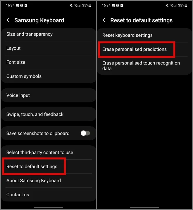 Ta bort Inlärda ord från Samsung Keyboard