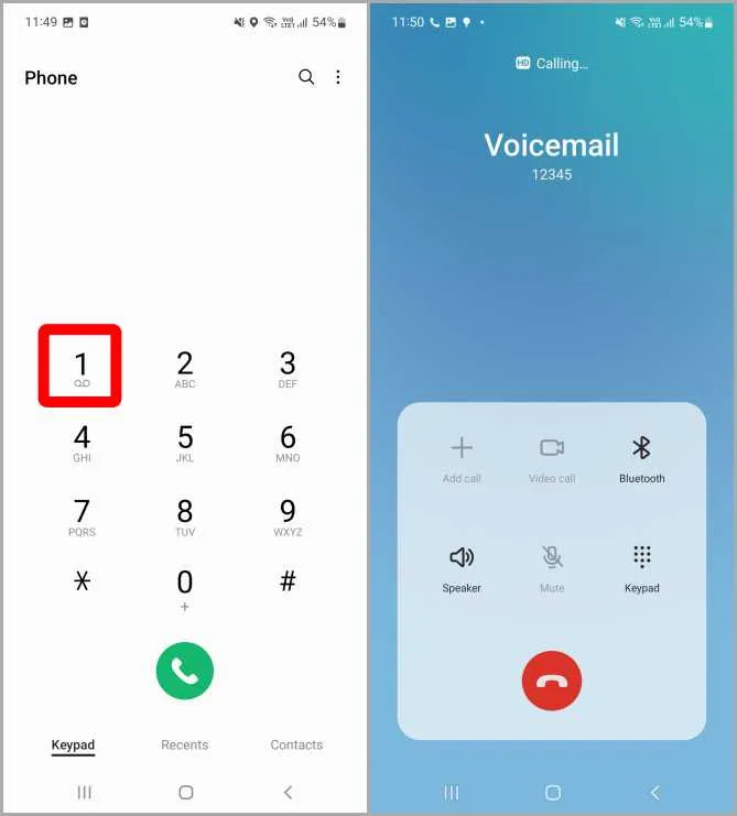Доступ к голосовой почте на смартфоне Samsung