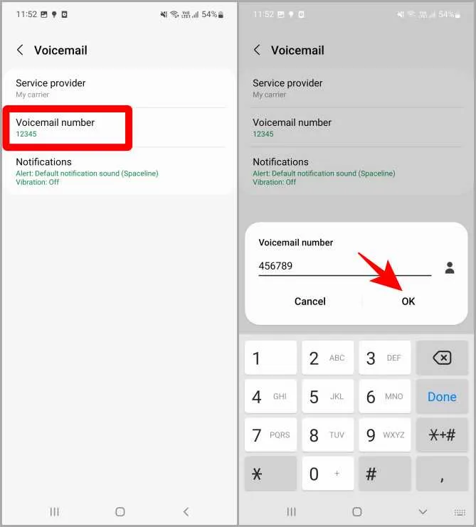 Ändern der Voicemail-Nummer auf dem Samsung-Smartphone