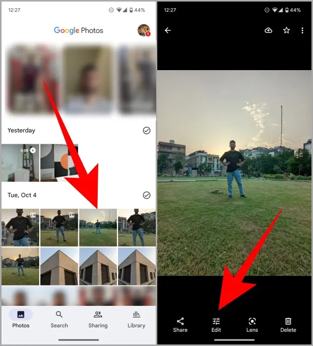 úprava obrázků v aplikaci Fotky Google na zařízení Pixel 7