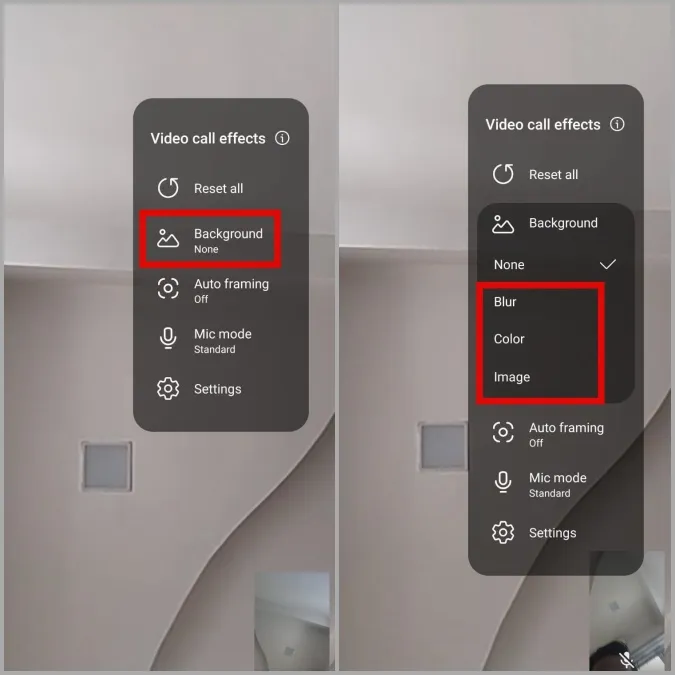 Изменение фона видеовызова на телефоне Samsung