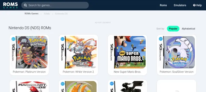 Auswählen des DS-Spiels zum Herunterladen