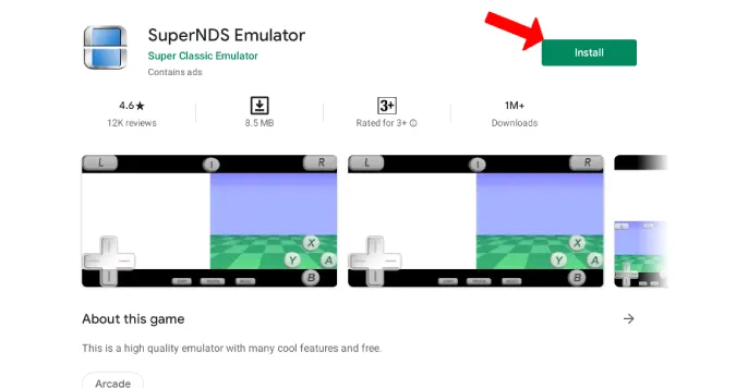 Installere SuperNDS-emulator fra Play Store