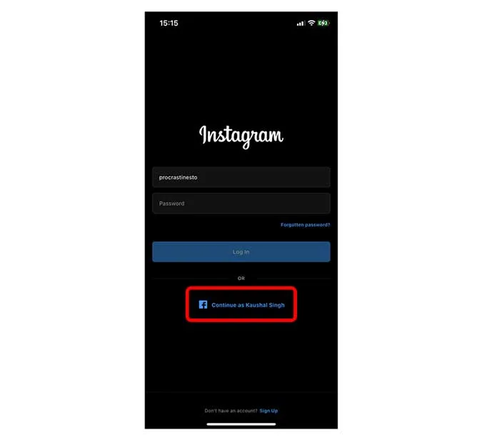 integrácia prihlásenia do služby Facebook v službe Instagram