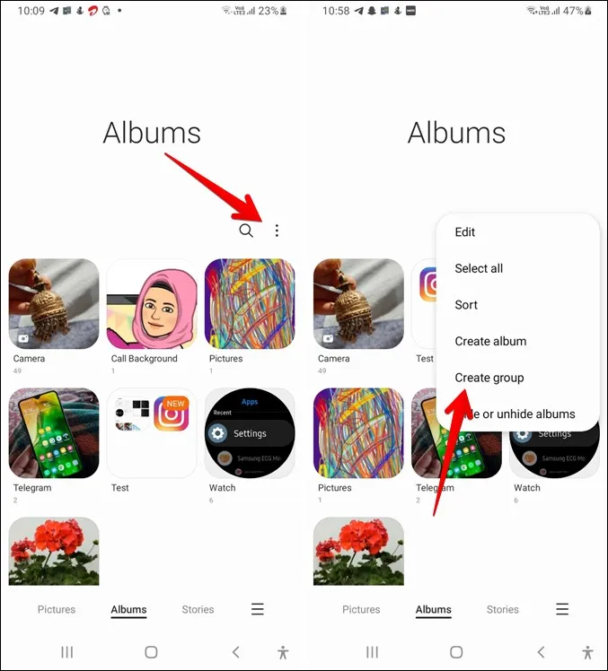 Samsung Gallery Skapa albumgrupper