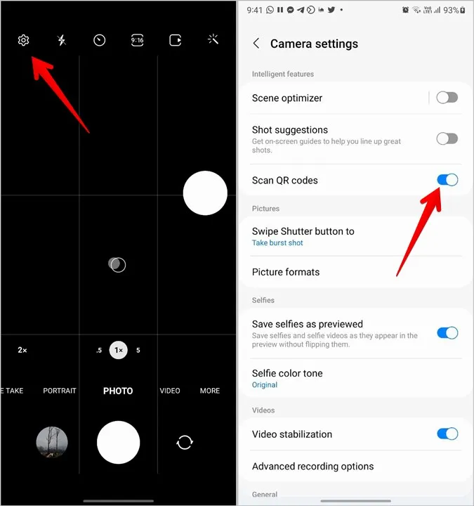 Samsung Scan QR Code Camera Instellingen bekijken