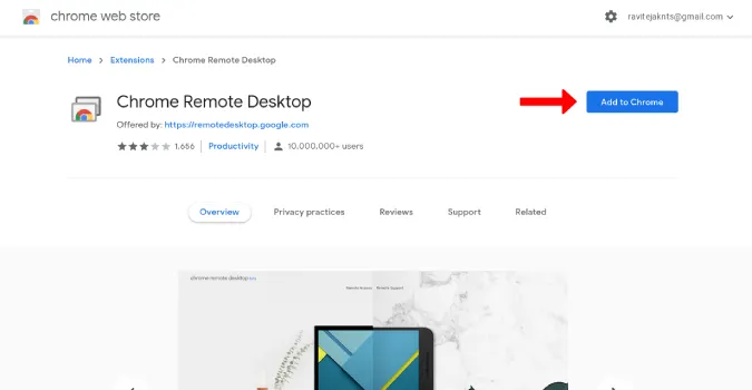Установка расширения Chrome Remote Desktop