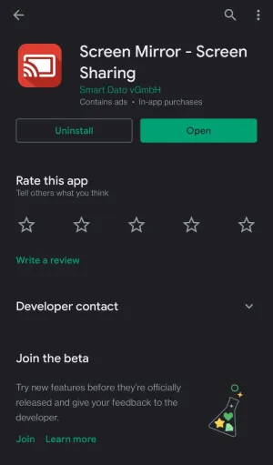 Установка приложения Screen Mirror App
