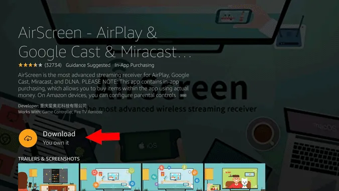 Instalace aplikace Airscreen do televizoru