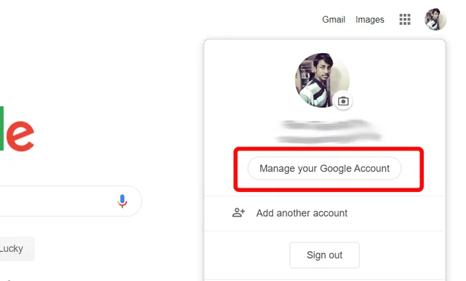 gestión de la cuenta de Google