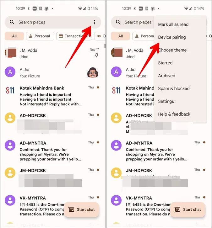 Android Messages Web Tips Сопряжение устройств