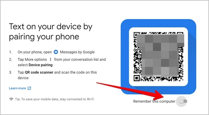 Android Messages Web Tips Запомнить компьютер