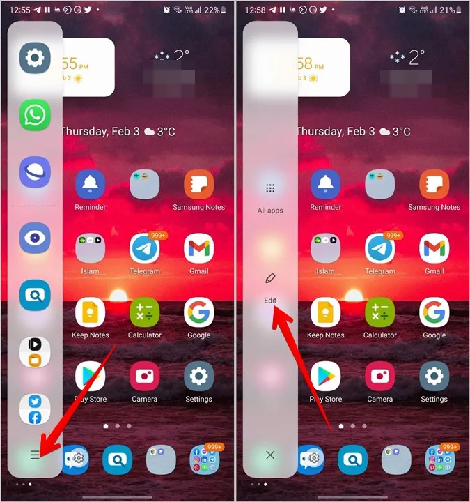 Samsung Delt skjerm app-par redigere