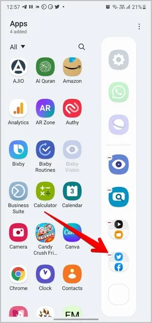 Samsung Разделен екран Премахване на двойка приложения