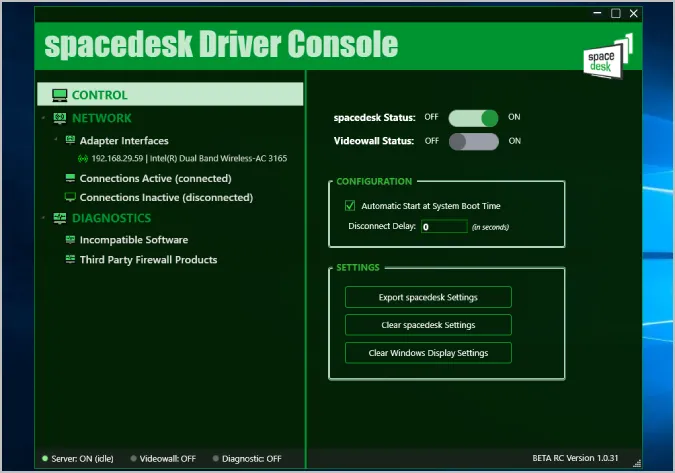 Spacedesk Drive konsol-app