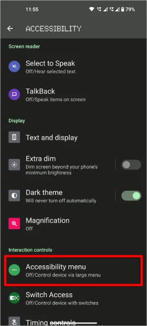 Android의 접근성 메뉴
