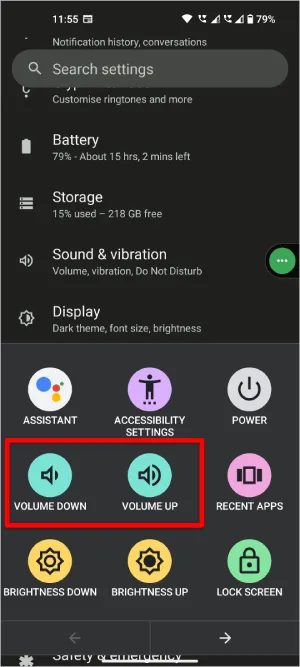 Lydstyrke op og lydstyrke ned på Android