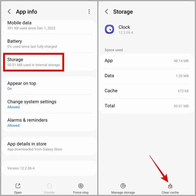 Cancellare la cache dell'app Orologio sul telefono Samsung