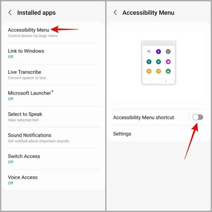 Android에서 접근성 메뉴 비활성화
