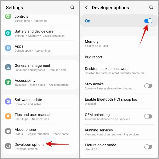 Desactivar las opciones de desarrollador en Android