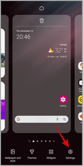 Настройки главного экрана на Samsung Galaxy Phone