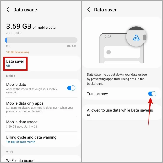 Datensparsamkeit auf Android deaktivieren