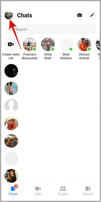Aprire il profilo nell'app Facebook Messenger