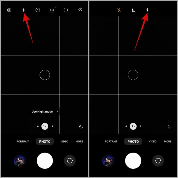 Blitzlicht in der Kamera-App auf dem Samsung Phone aktivieren