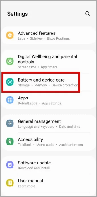 Battery and Device Care on Samsung Galaxy Phone