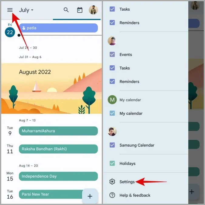 Google Kalender-Einstellungen unter Android