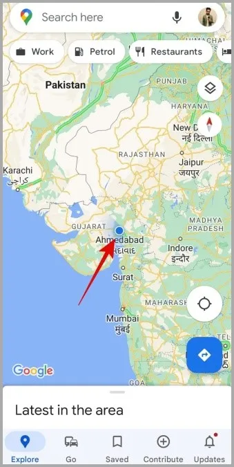 Posisjonen din i Google Maps-appen