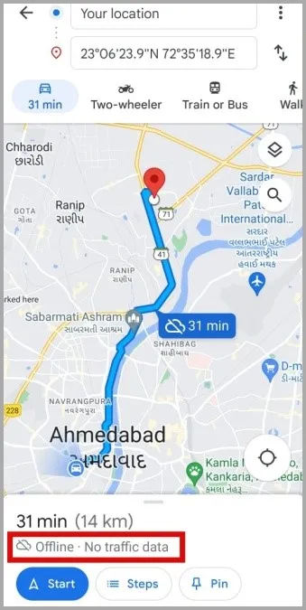 Bruke Google Maps i frakoblet modus