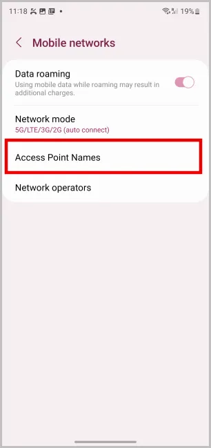 Опция за имената на точките за достъп в телефон Samsung galaxy