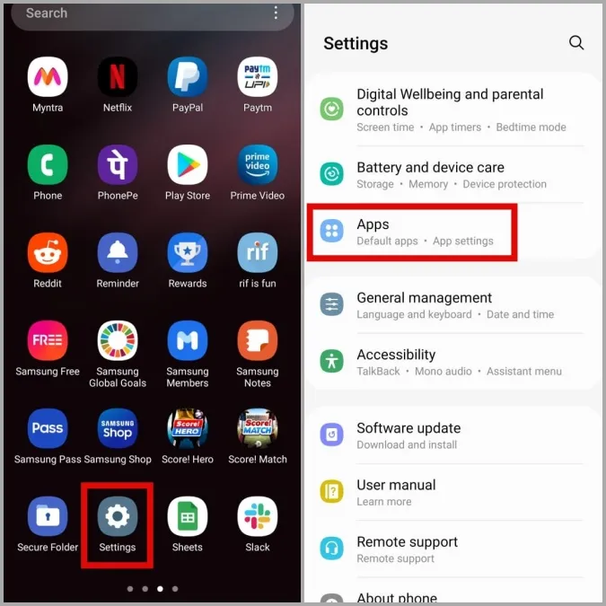 Apps auf dem Samsung Telefon