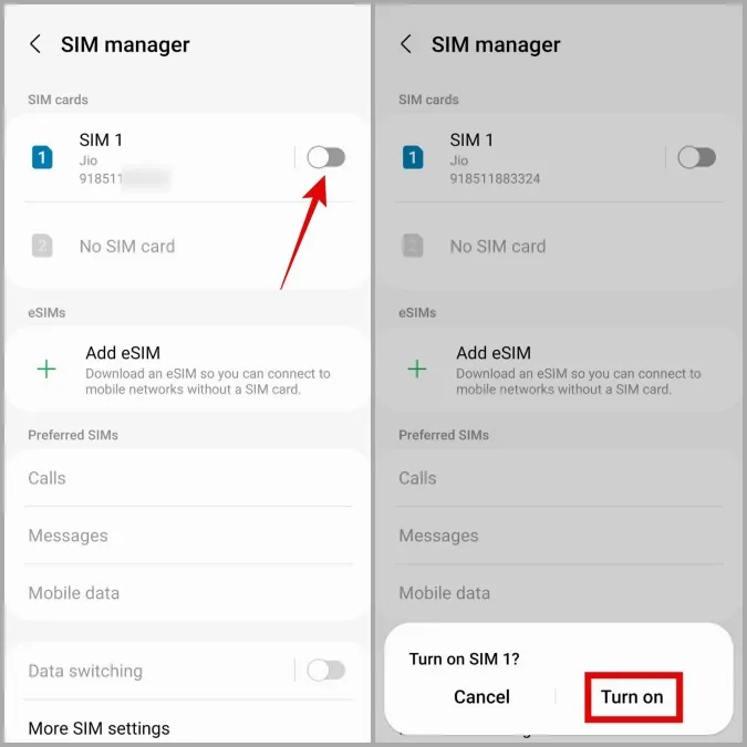 Włączanie karty SIM na Samsung Galaxy Phone