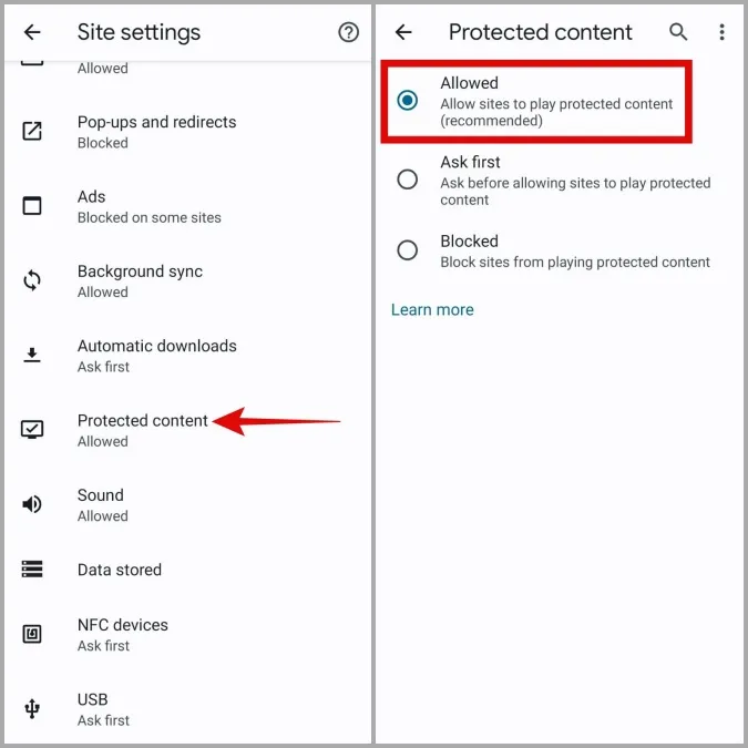 Разрешить защищенный контент в Chrome для Android