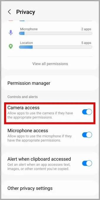Enable Camera Access on Samsung phone