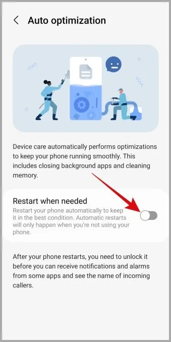 Desactivar el reinicio automático en el teléfono Samsung