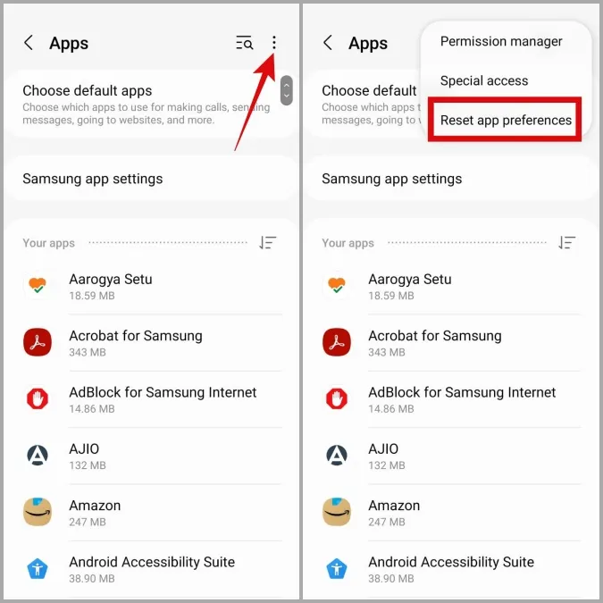 Nulstil app-præferencer på Samsung Galaxy Phone