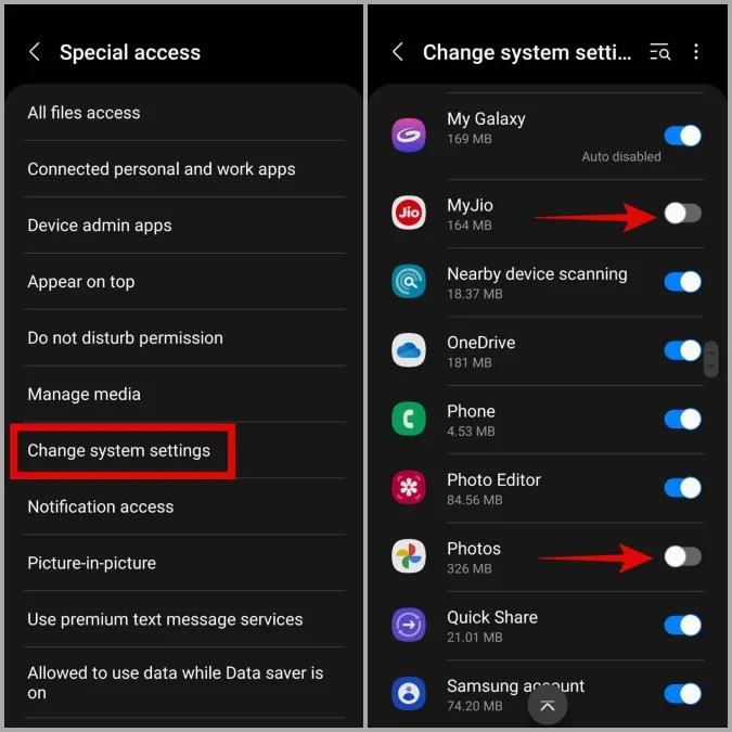 Förhindra appar från att ändra systeminställningar på Samsung Phone