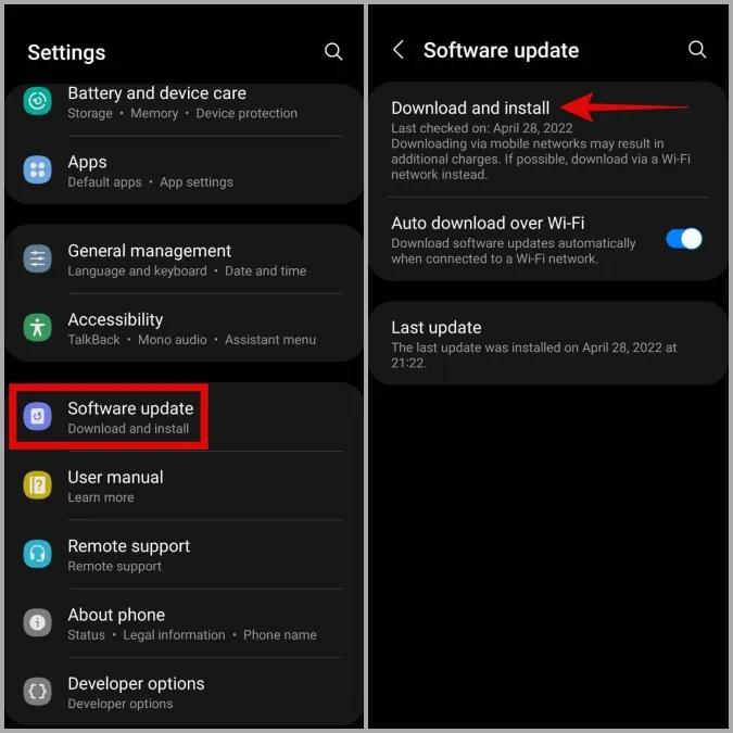 Software-Update auf Samsung Telefon herunterladen
