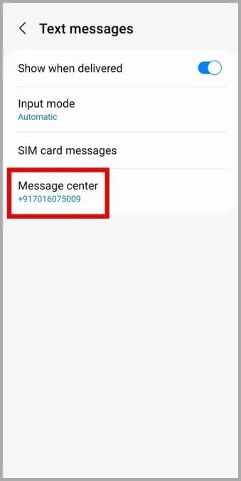 Nummer på meldingssentral på Samsung Phone