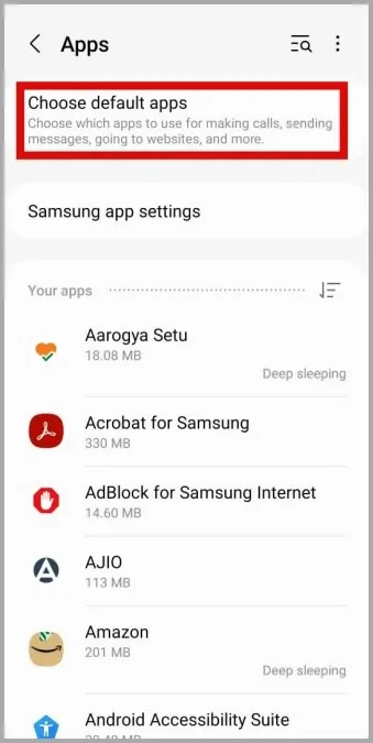 Default Apps on Samsung Galaxy Phone