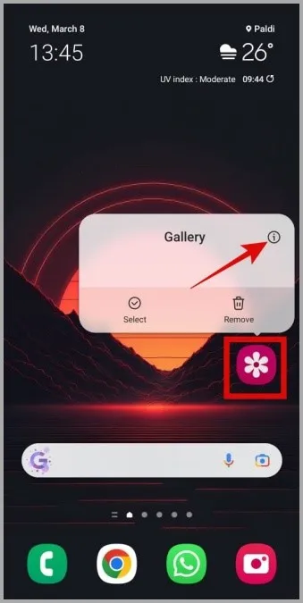 Samsung Galerie App Info openen op een Galaxy telefoon